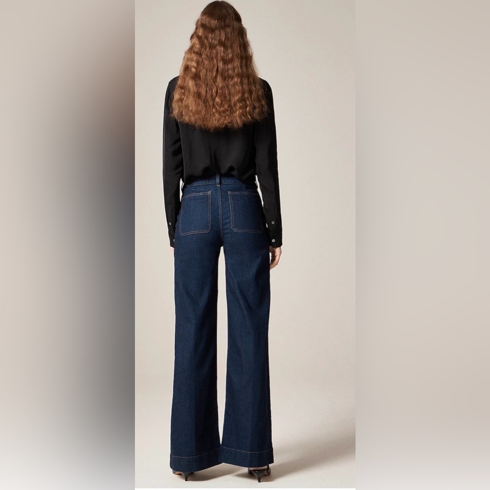 J Crew Petite denim trouser jean with stacked buttons - Picture 3 of 8